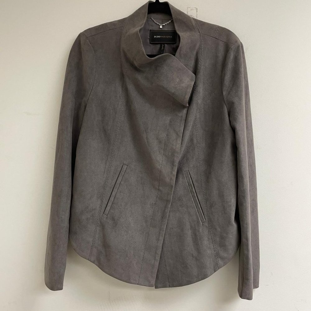 Heather Asymmetrical Open-Front Blazer